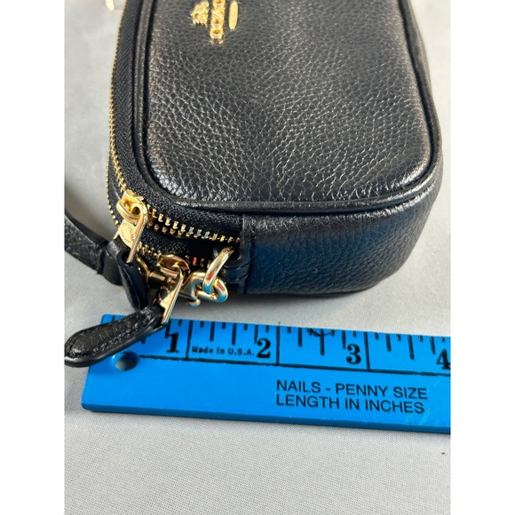 Coach C2077-F58034 Black Pebble Leather Double Zip Crossbody Bag Gold Hardware - Picture 6 of 7